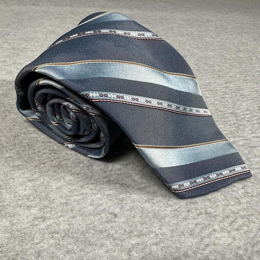 Vintage Sears Men's Store Blue Regimental Striped Tie Poly/Silk USA 55x2.75"